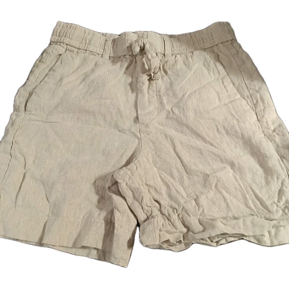 Zara 100% Linen Beige Shorts Sz. Small Beach Summer Vacation